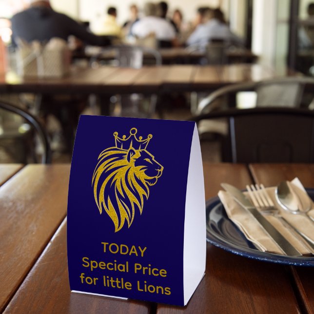 Lion With Crown - Gold Style 2 Paper Table Tent (Insitu(Restaurant))