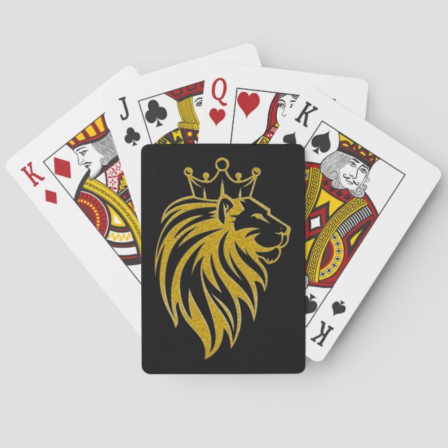 Lion With Crown - Gold Style 2 Poker Cards (Back)