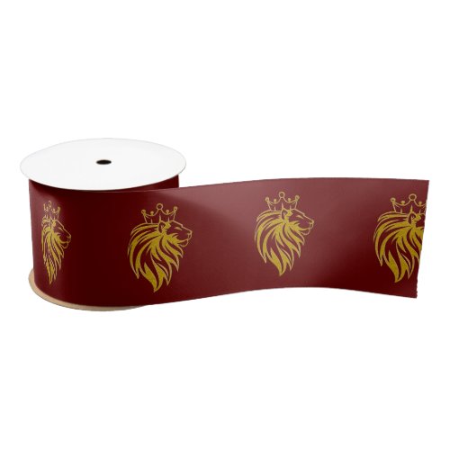 Lion With Crown _ Gold Style 2 Satin Ribbon