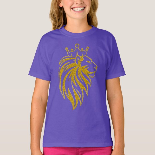 Lion With Crown - Gold Style 2 T-Shirt (Front)