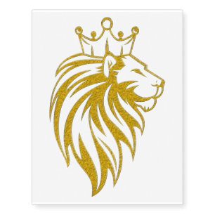 Lion With Crown - Gold Style 2 Temporary Tattoos
