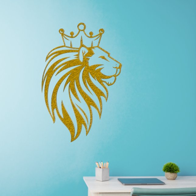 Lion With Crown - Gold Style 2 Wall Decal (Home Office)