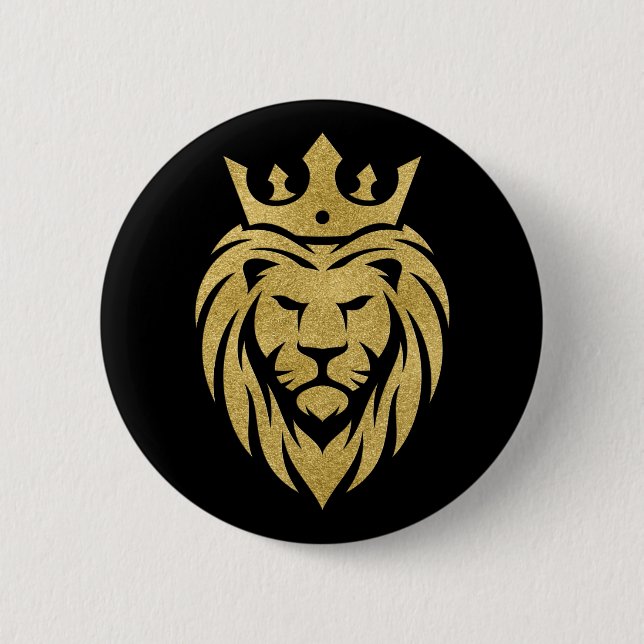 Lion With Crown - Gold Style 3 Button (Front)