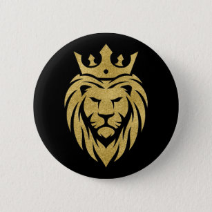 Lion With Crown - Gold Style 3 Button
