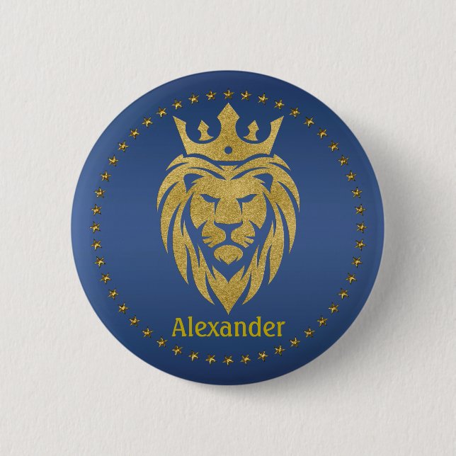 Lion With Crown - Gold Style 3 Button (Front)