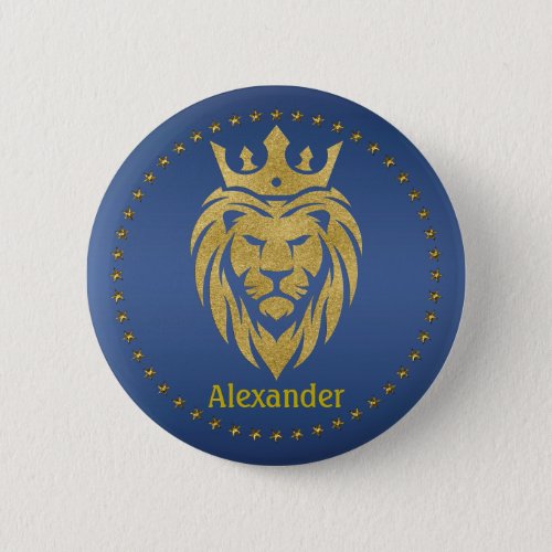 Lion With Crown _ Gold Style 3 Button