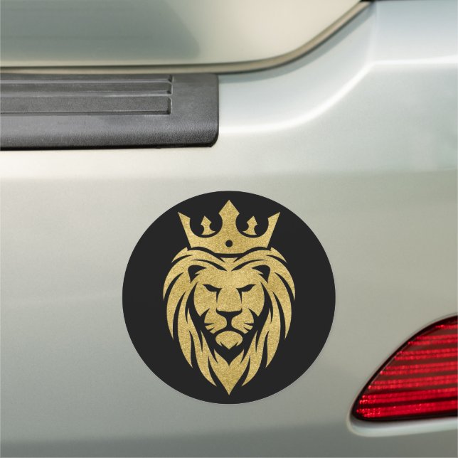 Lion With Crown - Gold Style 3 Car Magnet (In Situ)