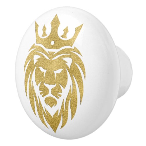 Lion With Crown _ Gold Style 3 Ceramic Knob