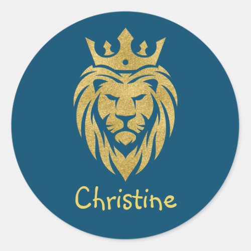 Lion With Crown _ Gold Style 3 Classic Round Sticker