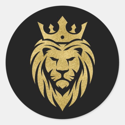 Lion With Crown _ Gold Style 3 Classic Round Sticker