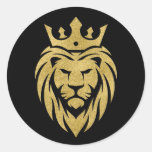 Lion With Crown - Gold Style 3 Classic Round Sticker