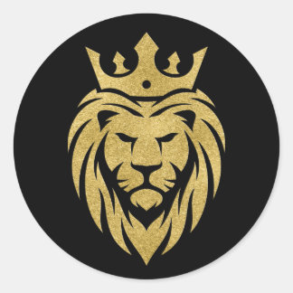 Lion With Crown - Gold Style 3 Classic Round Sticker