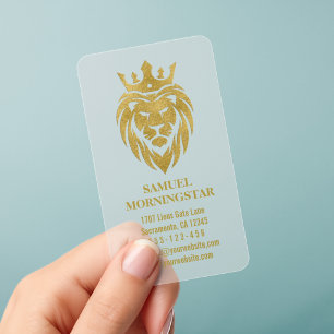 Lion With Crown - Gold Style 3 Clear Business Cards