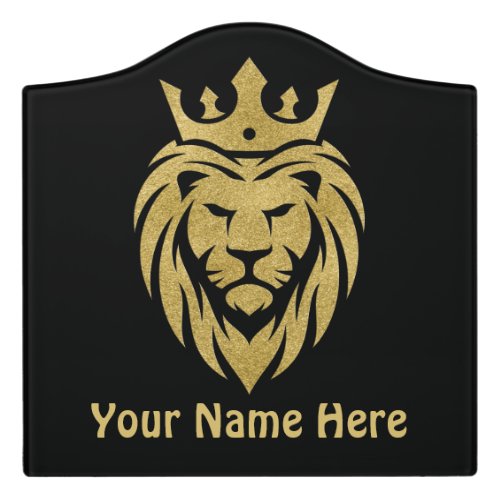 Lion With Crown _ Gold Style 3 Door Sign