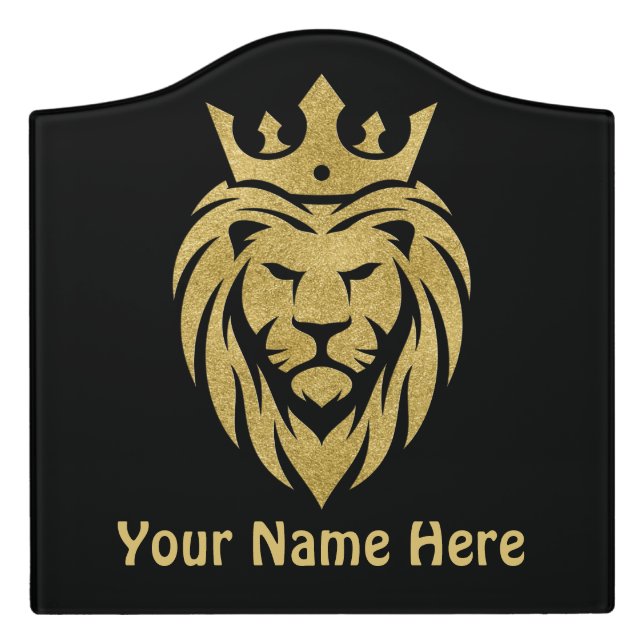 Lion With Crown - Gold Style 3 Door Sign (Large Crest Front)