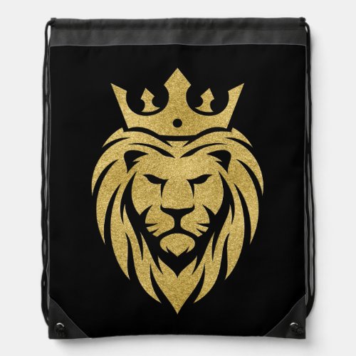 Lion With Crown _ Gold Style 3 Drawstring Bag