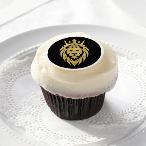 Lion With Crown _ Gold Style 3 Edible Frosting Rounds