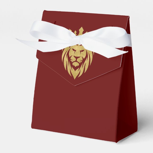 Lion With Crown - Gold Style 3 Favor Boxes (Front Side)