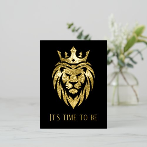 Lion With Crown _ Gold Style 3 Foil Invitation Postcard