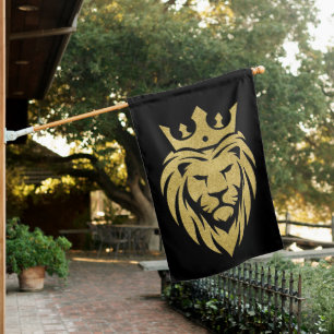 Lion With Crown - Gold Style 3 House Flag