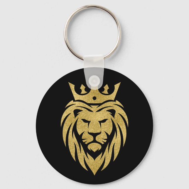 Lion With Crown - Gold Style 3 Keychain (Front)