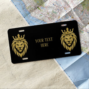 Lion With Crown - Gold Style 3 License Plate