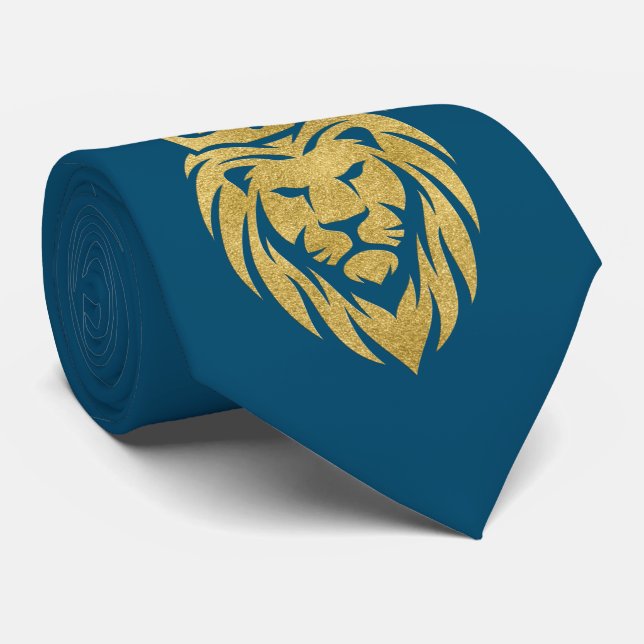 Lion With Crown - Gold Style 3 Neck Tie (Rolled)