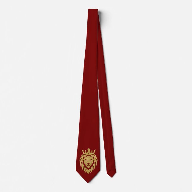 Lion With Crown - Gold Style 3 Neck Tie (Front)