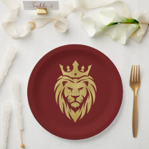 Lion With Crown - Gold Style 3 Paper Plates