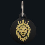 Lion With Crown - Gold Style 3 Pet ID Tag<br><div class="desc">Extraordinary Graphic Design by EDDA Fröhlich | Graphic: lion silhouette with a crown | You miss other colors or products with this design? Feel free to contact me: contact@eddart.de or have a look here: www.zazzle.com/store/eddartshop/ or here: www.zazzle.com/store/spiritenergytogo or here:  www.art-shopping.net</div>