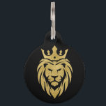 Lion With Crown - Gold Style 3 Pet ID Tag<br><div class="desc">Extraordinary Graphic Design by EDDA Fröhlich | Graphic: lion silhouette with a crown | You miss other colors or products with this design? Feel free to contact me: contact@eddart.de or have a look here: www.zazzle.com/store/eddartshop/ or here: www.zazzle.com/store/spiritenergytogo or here:  www.art-shopping.net</div>
