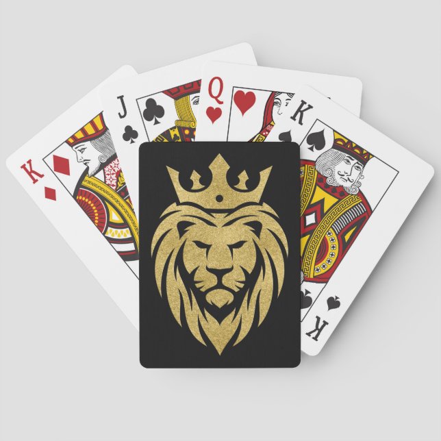Lion With Crown - Gold Style 3 Poker Cards (Back)