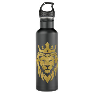 Lion With Crown - Gold Style 3 Stainless Steel Water Bottle