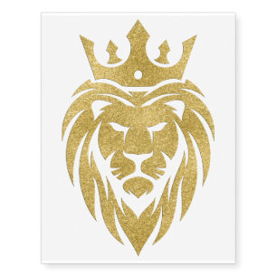Lion With Crown - Gold Style 3 Temporary Tattoos