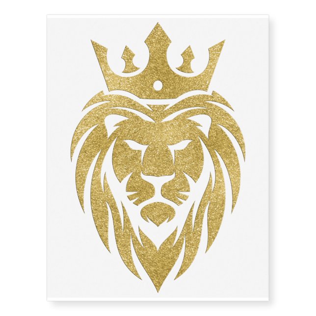 Lion With Crown - Gold Style 3 Temporary Tattoos (Front)