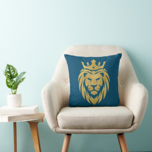 Lion With Crown - Gold Style 3 Throw Pillow
