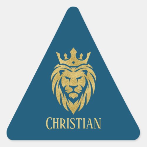 Lion With Crown _ Gold Style 3 Triangle Sticker