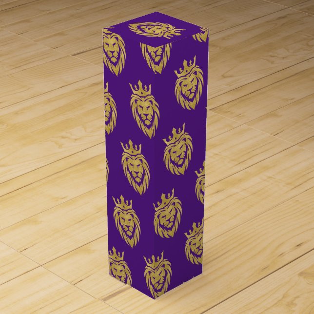 Lion With Crown - Gold Style 3 Wine Box (Front)