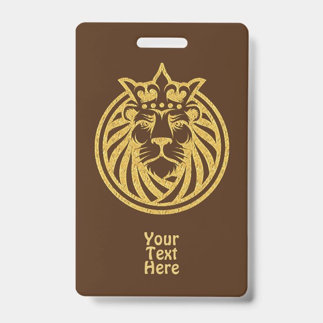 Lion With Crown - Gold Style 4 Badge (Front)