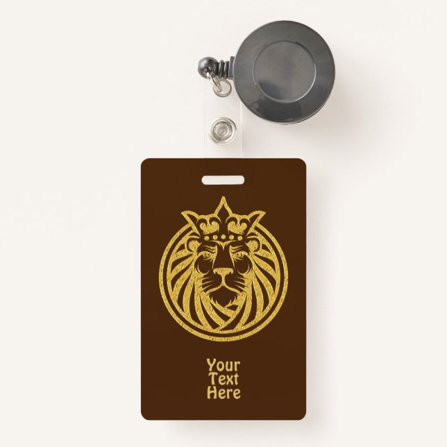 Lion With Crown - Gold Style 4 Badge (Front with Retractable)