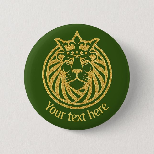 Lion With Crown - Gold Style 4 Button (Front)