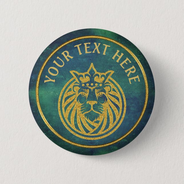Lion With Crown - Gold Style 4 Button (Front)