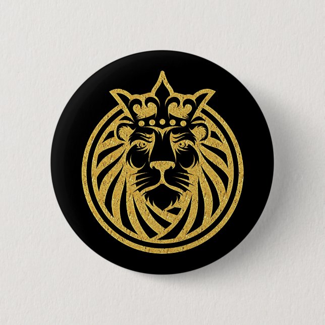 Lion With Crown - Gold Style 4 Button (Front)