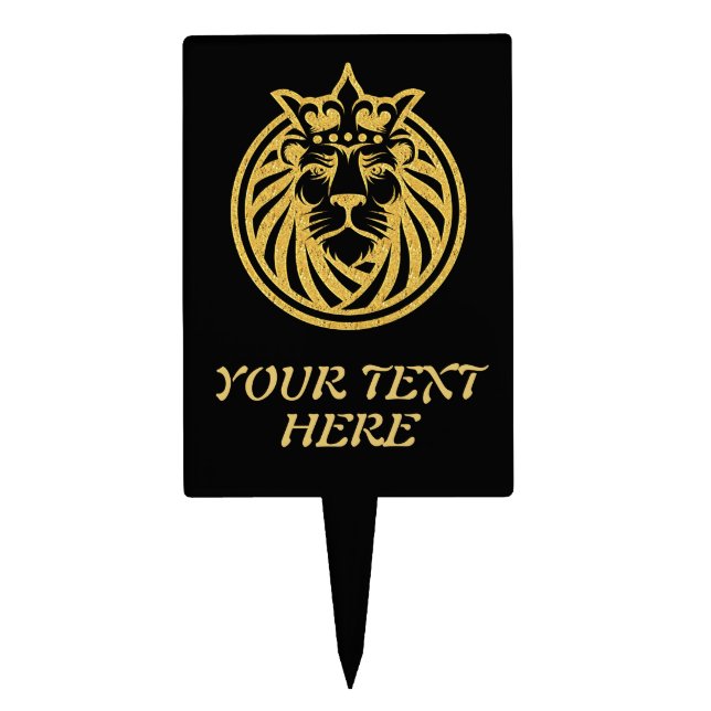 Lion With Crown - Gold Style 4 Cake Topper (Front)