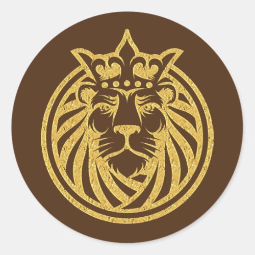Lion With Crown _ Gold Style 4 Classic Round Sticker