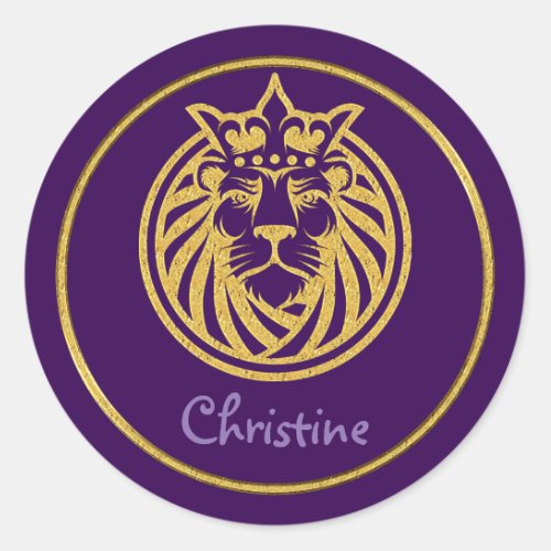 Lion With Crown _ Gold Style 4 Classic Round Sticker