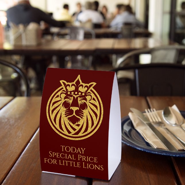 Lion With Crown - Gold Style 4 Paper Table Tent (Insitu(Restaurant))