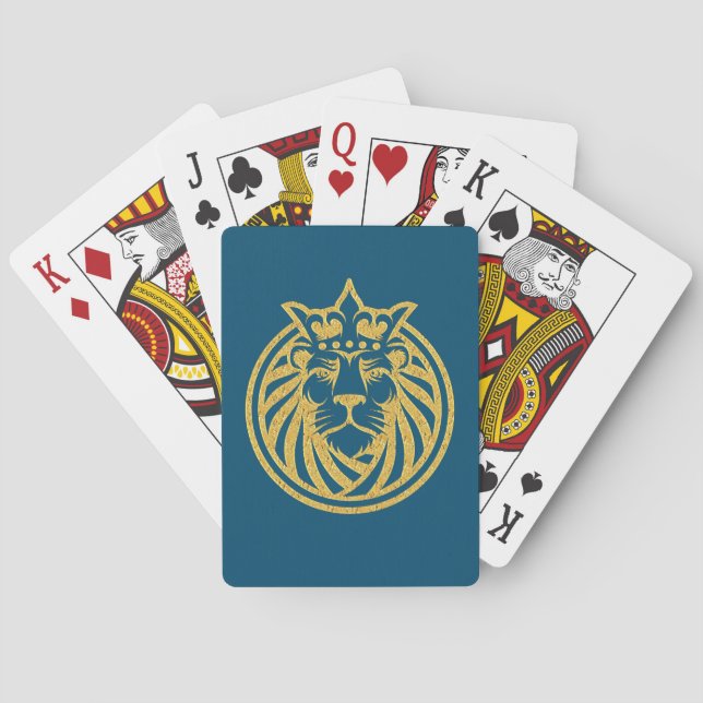 Lion With Crown - Gold Style 4 Poker Cards (Back)