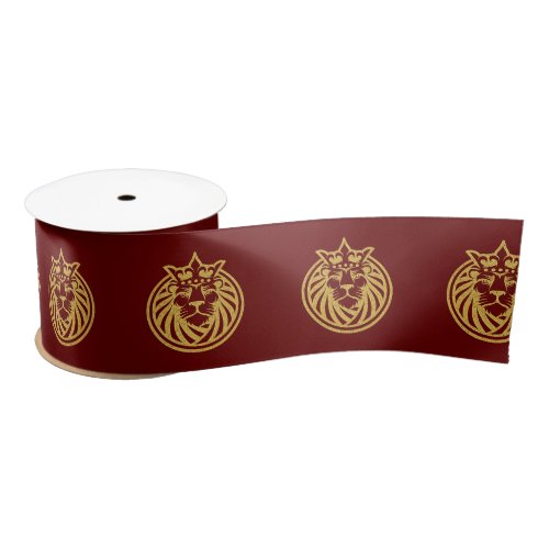 Lion With Crown _ Gold Style 4 Satin Ribbon