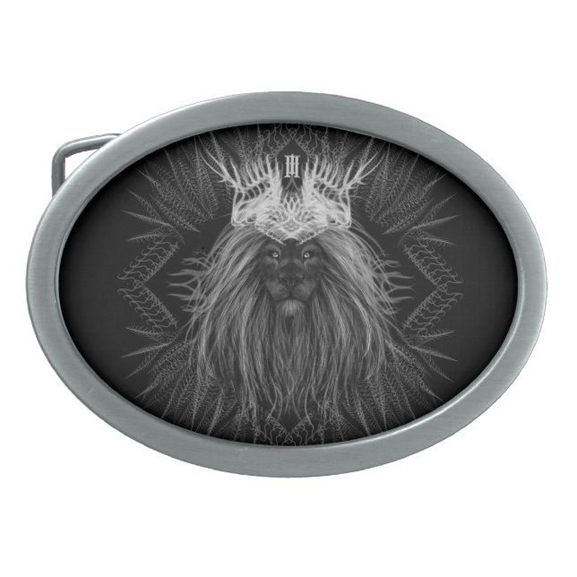 Lion with Crown Monogram Belt Buckle (Front)